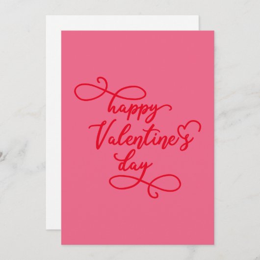 Script Elegant Hart Roze Rood Gelukkige Valentijns Feestdagenkaart (Voorkant / Achterkant)