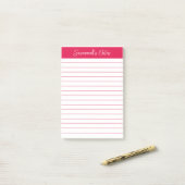 Script Elegant Kersenrood Gelinieerd Gepersonalise Post-it® Notes (Op bureau)
