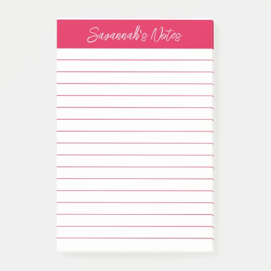Script Elegant Kersenrood Gelinieerd Gepersonalise Post-it® Notes (Voorkant)