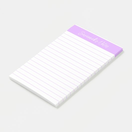 Script Elegant Licht Lavendel Lined Gepersonalisee Post-it® Notes (Schuin)