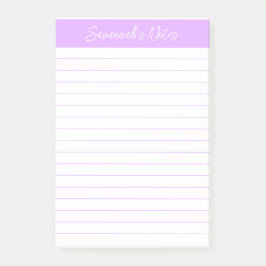 Script Elegant Licht Lavendel Lined Gepersonalisee Post-it® Notes