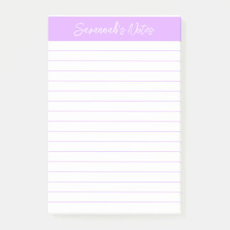 Script Elegant Licht Lavendel Lined Gepersonalisee Post-it® Notes