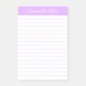 Script Elegant Light Lavender Lined Personalized Post-it® Notes (Voorkant)