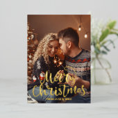 Script Elegant Merry kerstfoto Briefkaart (Staand Voorkant)