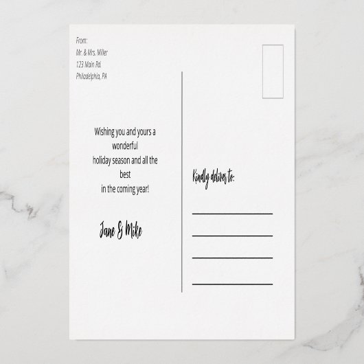 Script Elegant Merry kerstfoto Briefkaart (Achterkant)