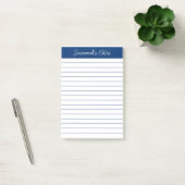Script Elegant Navy Blauwe Gelinieerde Gepersonali Post-it® Notes (Kantoor)
