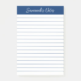 Script Elegant Navy Blauwe Gelinieerde Gepersonali Post-it® Notes