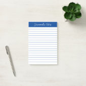 Script Elegant Navy Blauwe Gelinieerde Gepersonali Post-it® Notes (Kantoor)