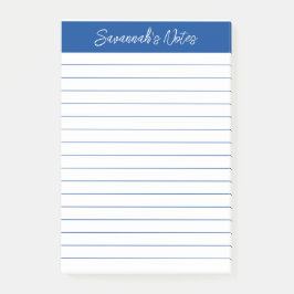 Script Elegant Navy Blauwe Gelinieerde Gepersonali Post-it® Notes
