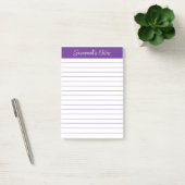 Script Elegant Paarse Gelijnd Gepersonaliseerd Post-it® Notes (Kantoor)