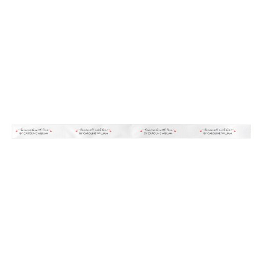 Script Elegant Red Heart Handmade With Love Satijnen Lint (Voorkant)