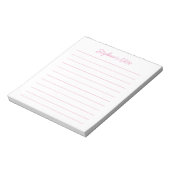 Script Elegant Roze Gelinieerd Gepersonaliseerd Notitieblok (Linkerzijde)