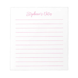 Script Elegant Roze Gelinieerd Gepersonaliseerd Notitieblok