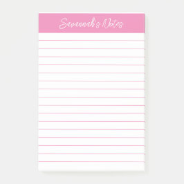 Script Elegant Roze Gelinieerd Gepersonaliseerd Post-it® Notes