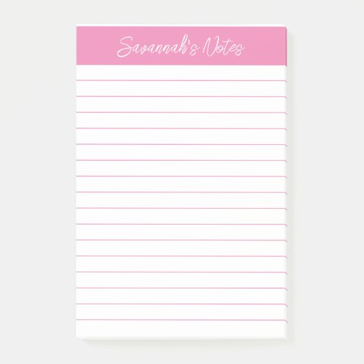 Script Elegant Roze Gelinieerd Gepersonaliseerd Post-it® Notes (Voorkant)