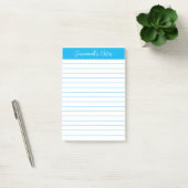 Script Elegant Sky Blue Lined Personalized Post-it® Notes (Kantoor)