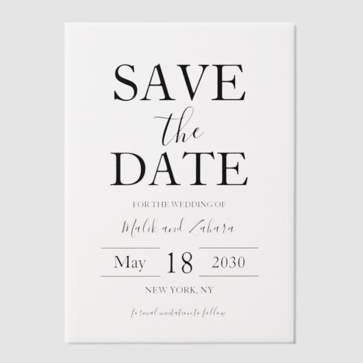 Script Elegant Wedding Save the Date Vellum Uitnodigingen (Voorkant)