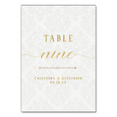 Script Elegant Witte Kant Gouden Bruiloft Nine 9 Kaart (Voorkant)