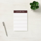 Script Elegante Chocoladebruine Gelijnd Gepersonal Post-it® Notes (Kantoor)