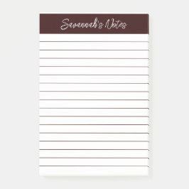 Script Elegante Chocoladebruine Gelijnd Gepersonal Post-it® Notes