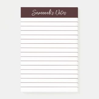 Script Elegante Chocoladebruine Gelijnd Gepersonal Post-it® Notes