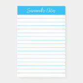 Script Elegante Hemelblauwe Gelijnde Gepersonalise Post-it® Notes (Voorkant)