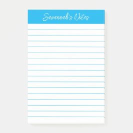 Script Elegante Hemelblauwe Gelijnde Gepersonalise Post-it® Notes