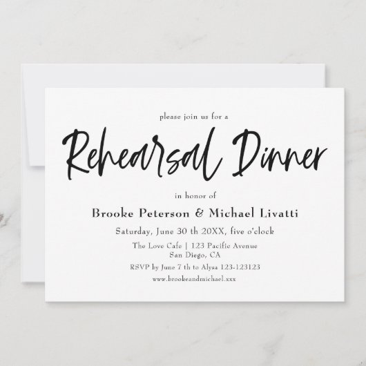 Script Elegante repetitie diner uitnodiging (Voorkant)