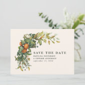 Script elegante trouwcitrus botanische moderne save the date (Staand voorkant)