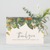 Script elegante trouwerij bedankt citrus botanisch (Staand voorkant)