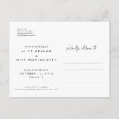 Script elegante witte kalligrafie Save the Date Aa Aankondigingskaart (Achterkant)