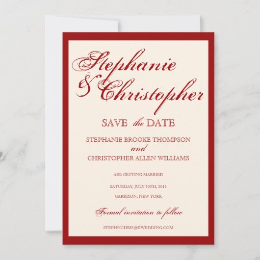 Script Elegantie Huwelijksaankondiging Save the Da Kaart (Voorkant)