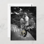 Script Eloped Zwart Wit Foto Faux Gouden Ring Briefkaart (Voorkant / Achterkant)