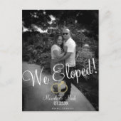 Script Eloped Zwart Wit Foto Faux Gouden Ring Briefkaart (Voorkant)