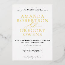 Script en elegante sereniteit bruiloft uitnodiging