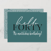 Script en geometrische 40e verjaardag briefkaart (Voorkant / Achterkant)