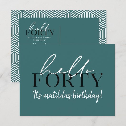 Script en geometrische 40e verjaardag briefkaart (Voorkant / Achterkant)