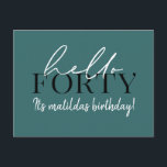 Script en geometrische 40e verjaardag briefkaart<br><div class="desc">Modern script en geometrische 40e verjaardag uitnodigen. Moderne geometrische backer patroon. Onderdeel van een collectie. Kleur kan worden veranderd.</div>