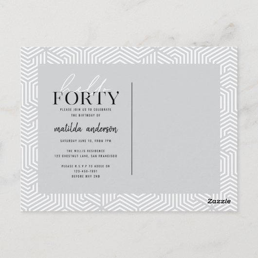 Script en geometrische 40e verjaardag briefkaart (Achterkant)