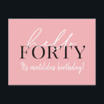 Script en geometrische 40e verjaardag briefkaart<br><div class="desc">Modern script en geometrische 40e verjaardag uitnodigen. Moderne geometrische backer patroon. Onderdeel van een collectie. Kleur kan worden veranderd.</div>