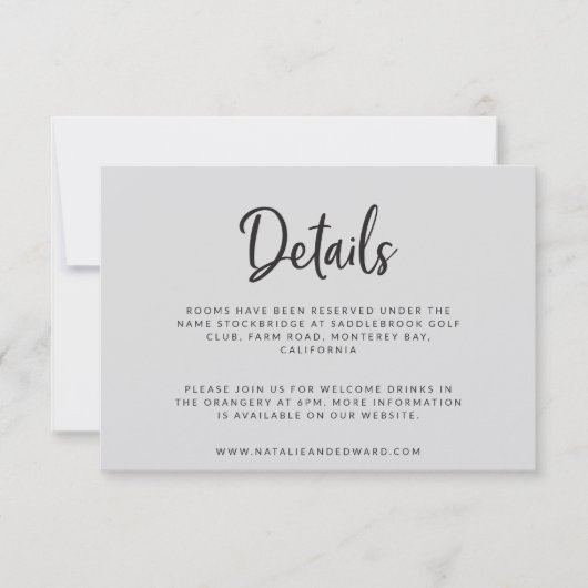 Script en geometrische bruiloft details kaart (Voorkant)