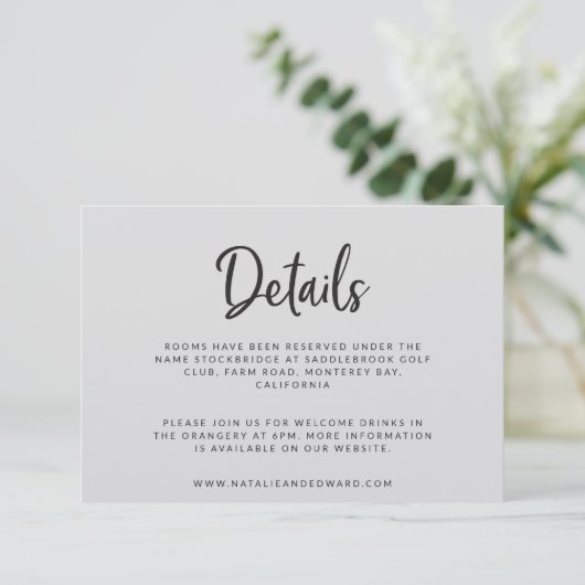 Script en geometrische bruiloft details kaart (Staand voorkant)