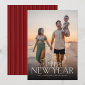 Script- en Sans-flatkaarten voor nieuwe jaren, ver Feestdagenkaart (Voorkant / Achterkant)