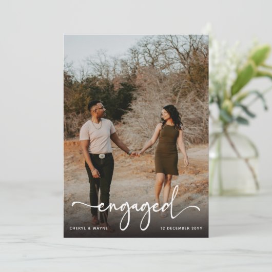 Script Engaged Photo Engagement Party Aankondiging (Staand voorkant)