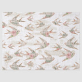 Script Ephemera Waterverf Floral Swallows Tissuepapier (Voorkant)