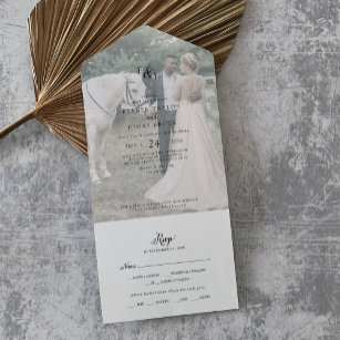  script Faded Photo Wedding All In One Uitnodiging