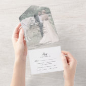 script Faded Photo Wedding All In One Uitnodiging (Afscheurbaar)
