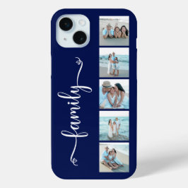 Script Familie Foto Navy Blauwe iPhone 15 Mini Hoesje