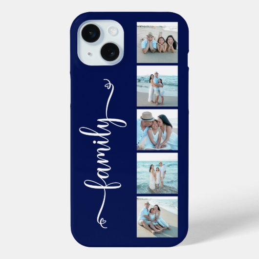 Script Familie Foto Navy Blauwe Case-Mate iPhone Case (Achterkant)