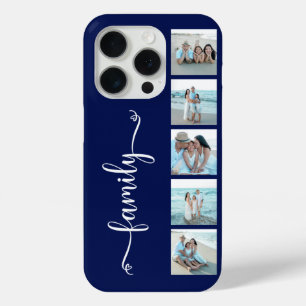 Script Familie Foto Navy Blauwe iPhone 15 Pro Case